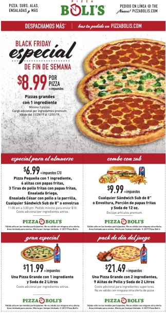 Black Friday Especial, Pizza Boli&#39;s, Reston, VA